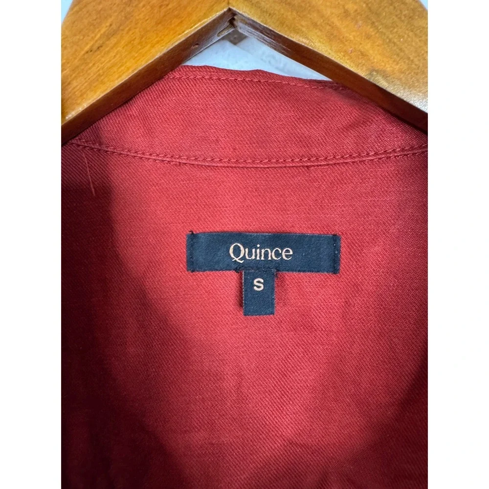 Quince Cotton Linen Twill Short Sleeve Coverall Jumpsuit Rust Red Small KDW01 - Picture 4 of 6